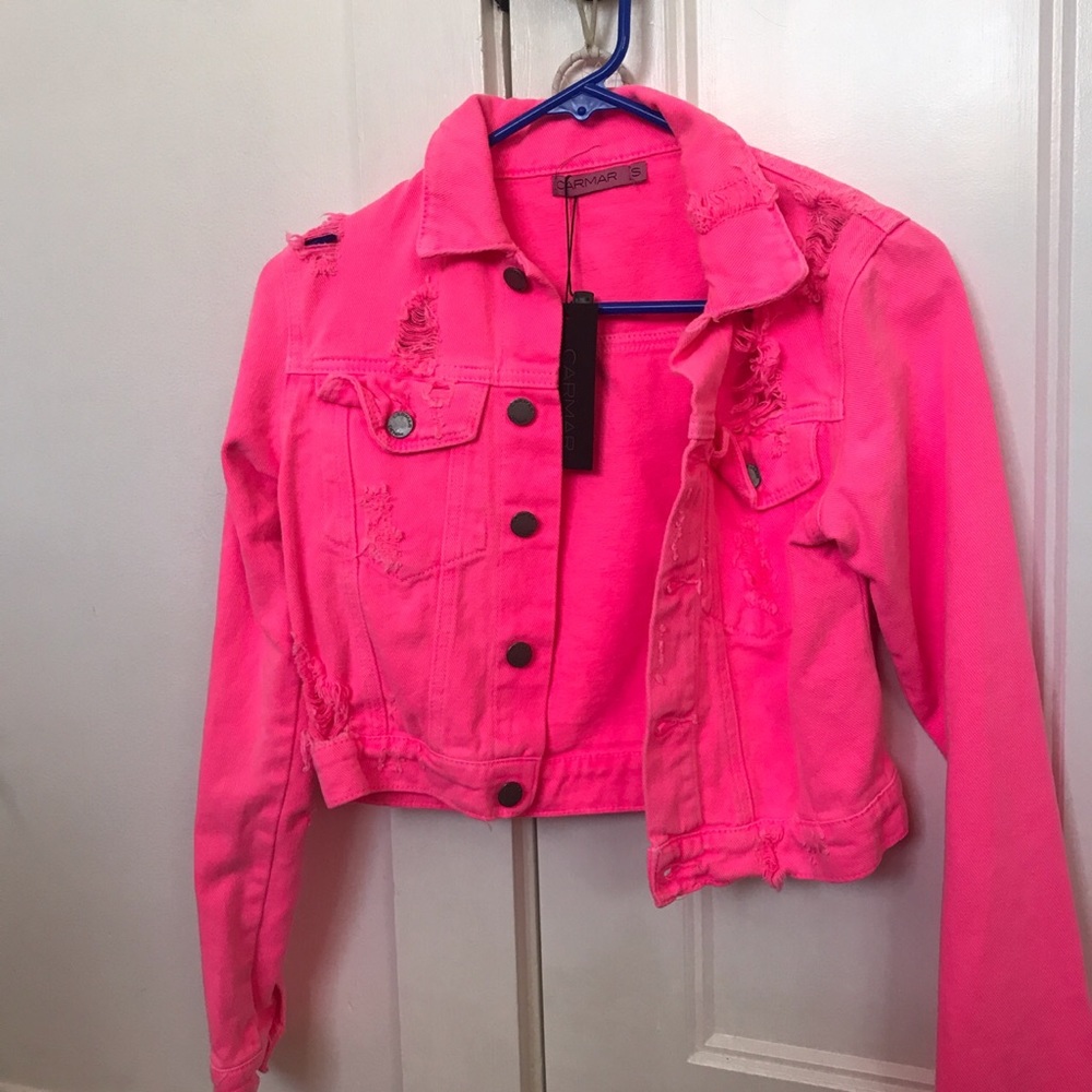 Carmar neon pink jean jacket